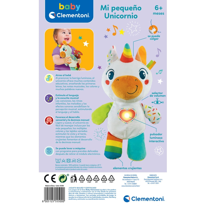 Peluche | CLEMENTONI Baby Unicornio Interactivo, Multicolor