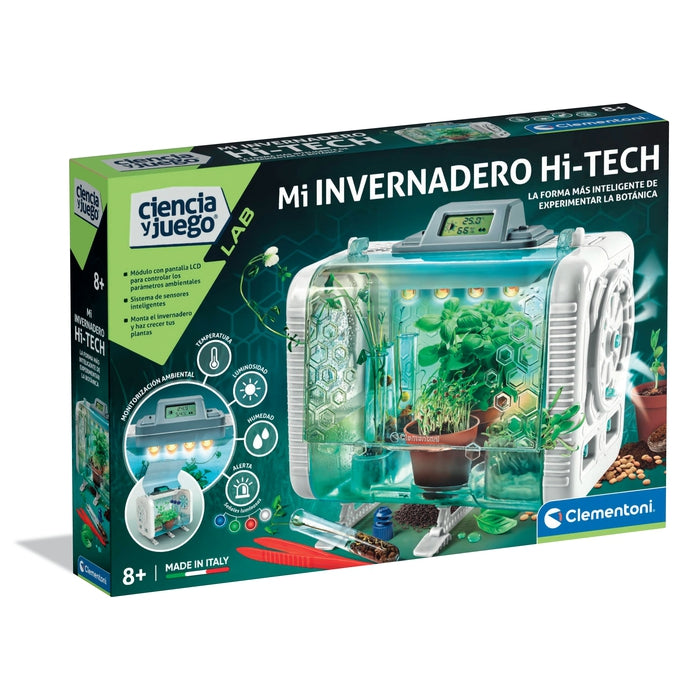 Clementoni Galileo Lab High Tech Invernadero – Kit De Experimentación Botánica Con Sensores LCD, LED Y Tres Tipos De Plantas, Ideal Para Niños Desde 7-8 Años