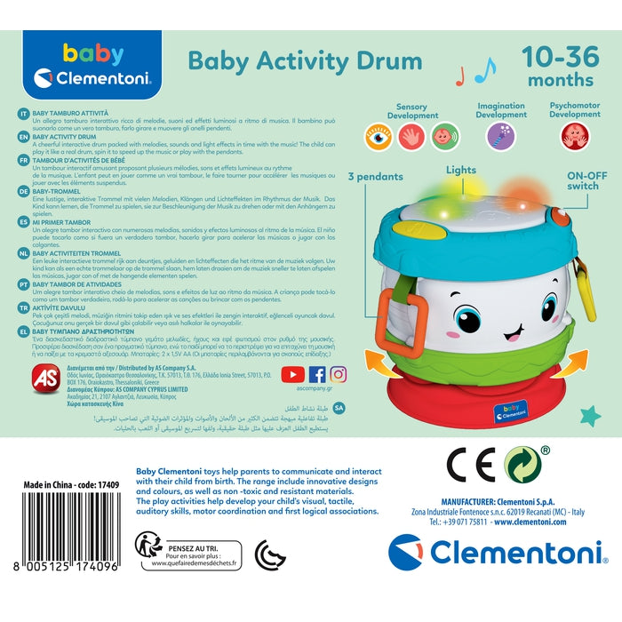 Clementoni - Baby Clementoni Tambor - juguete bebé con sonido a partir de  10 meses (17409)