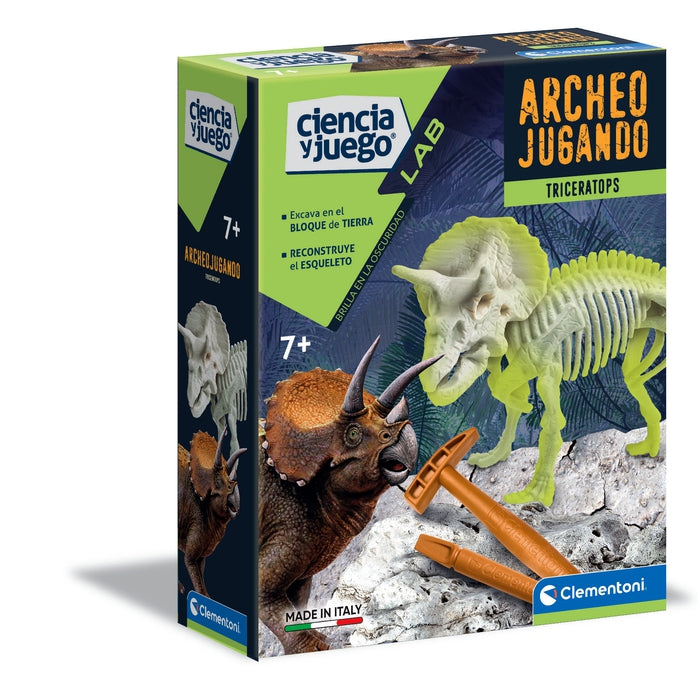 Kit Arqueologia Tiranossauro Rex + Triceratops Clementoni Ciencia & Jogo  67329 - Americana