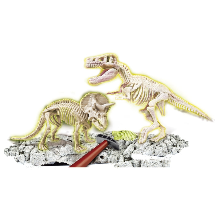 Arqueojugando T-Rex y Triceratops fosforescente